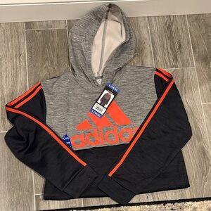 Adidas Kids Hoodie in Gray, Black, and Red size large